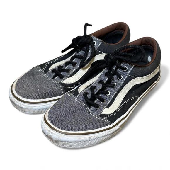 US 5 Vans Old Skool – Black/Gray Canvas Low-Top Waffle Sole - Picture 2 of 7